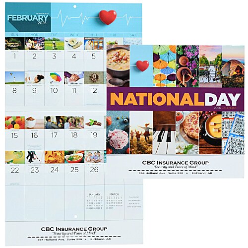 National Day Wall Calendar - Stapled Main Image