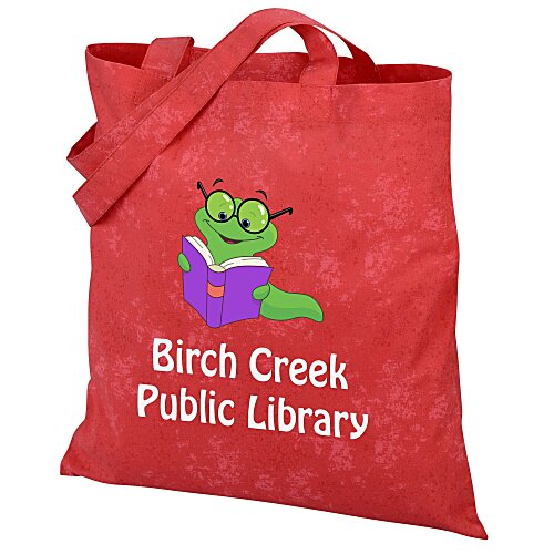 Cotton Sheeting Tote - 15-1/2 inches x 15 inches - Distressed Print - Full Color Main Image