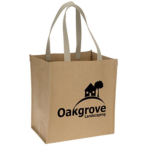 Washable Kraft Paper Fabric Shopper Tote - 13" x 12" Main Image