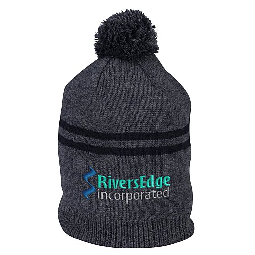 Double Stripe Pom Pom Beanie Main Image