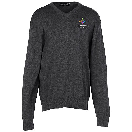 Fine Gauge Acrylic Blend V-Neck Sweater - Men's Main Image