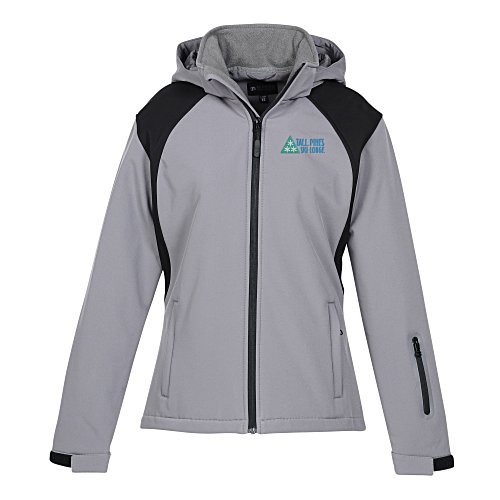 Contrasting Color Hooded Soft Shell Jacket - Ladies' Main Image