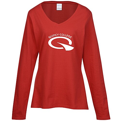 Team Favorite 4.5 oz. V-Neck Long Sleeve T-Shirt - Ladies' - Screen Main Image