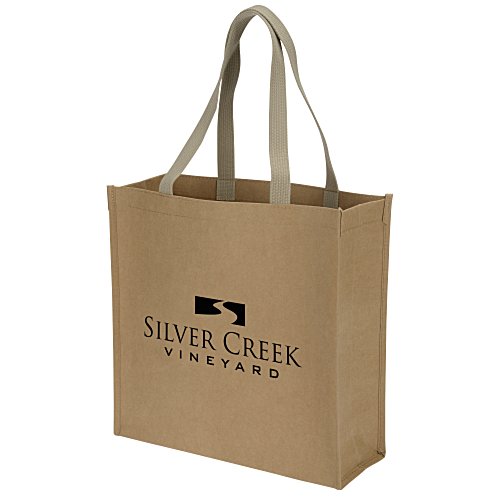 Washable Kraft Paper Fabric Shopper Tote - 13" x 13" Main Image