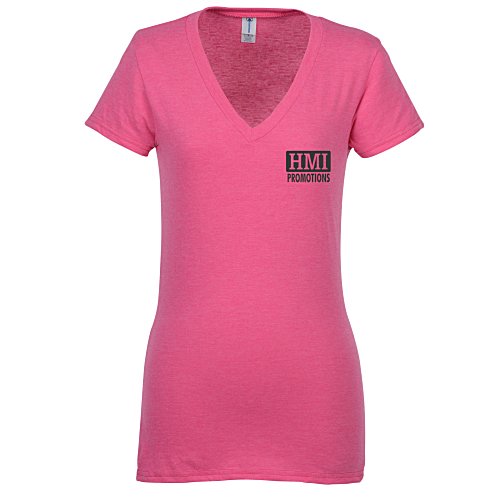 4.3 oz. Ringspun Cotton V-Neck T-Shirt - Ladies' - Screen Main Image