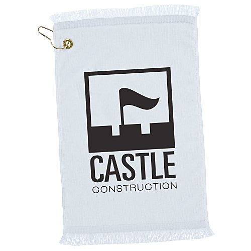 Fringed Golf Towel - 18 inches x 11 inches - White Main Image