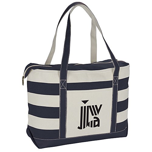 Canvas Nautical 18 oz. Zip Top Tote - 14" x 24" - 24 hr Main Image