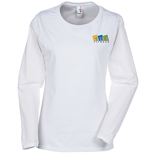 Anvil Ringspun 4.5 oz. LS T-Shirt - Ladies' - White - Embroidered Main Image