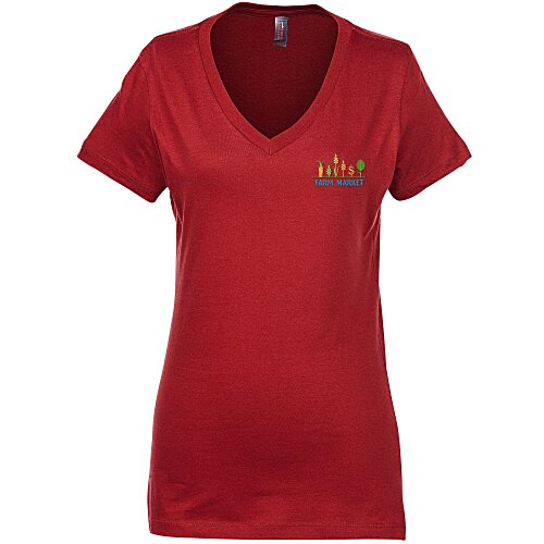 Perfect Weight V-Neck Tee - Ladies' - Embroidered Main Image