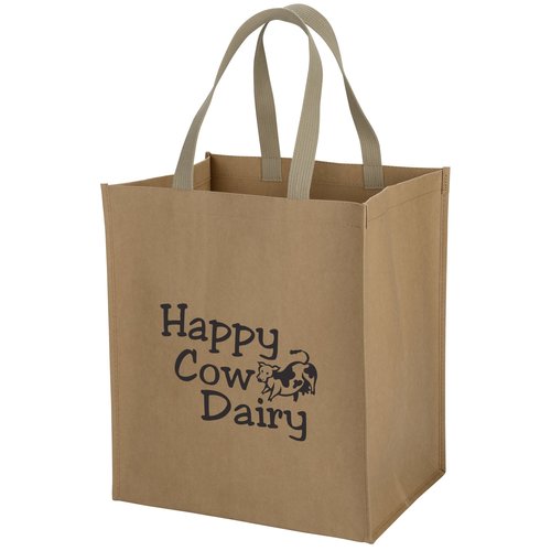 Washable Kraft Paper Fabric Shopper Tote - 15" x 13" Main Image