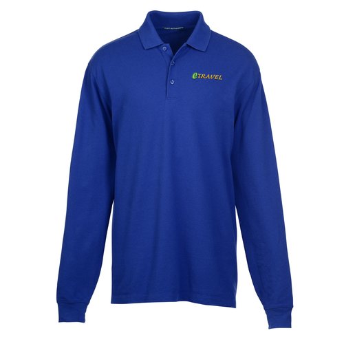 Easy Care Wrinkle Resist LS Cotton Pique Polo - Men's Main Image