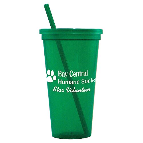 Stadium Cup with Lid & Straw - 24 oz. - Jewel - 24 hr Main Image