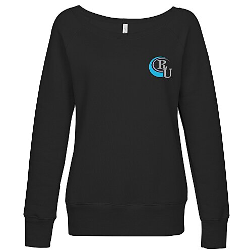 Bella+Canvas Fleece Wide Neck Sweatshirt - Ladies' - Embroidered Main Image