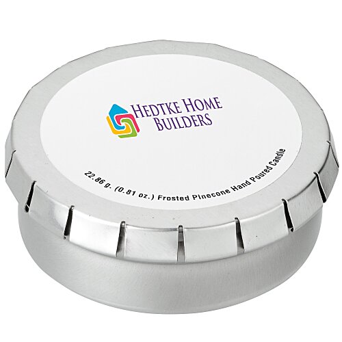 Scented Candle in Large Silver Push Tin - Frosted Pinecone Main Image