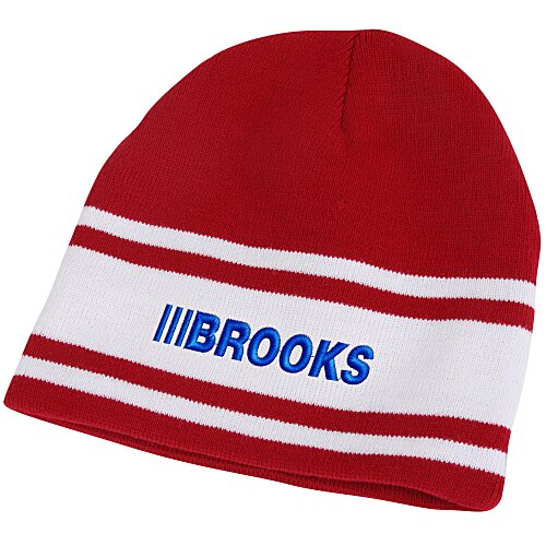 Fine Knit Three Stripe Beanie - 24 hr Main Image