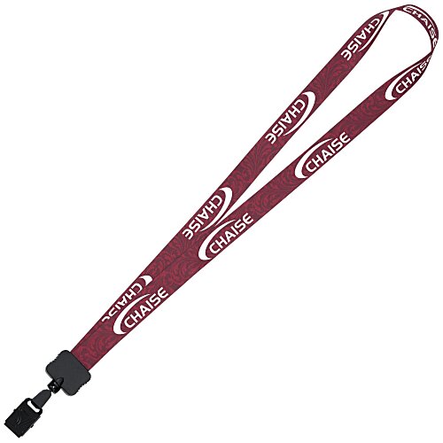 Dye-Sub Lanyard - 3/4" - 32" - Large Metal Bulldog Clip - Damask - 24 hr Main Image