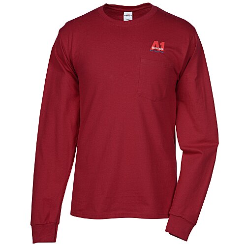 Hanes Authentic LS Pocket T-Shirt - Embroidered - Colors Main Image