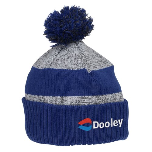 Pom Pom Melange Beanie with Ribbed Cuff Main Image