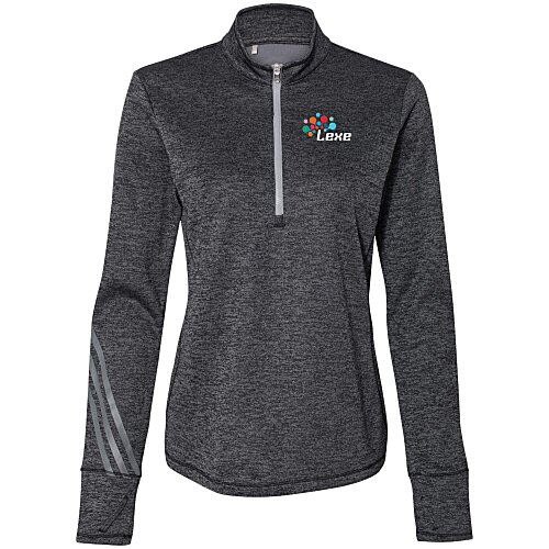 adidas 3 Stripe Brushed Heather 1/4-Zip Pullover - Ladies' Main Image