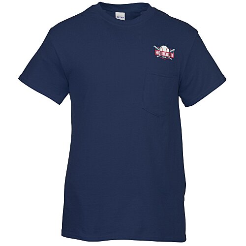 Gildan 5.3-oz Cotton T-Shirt with Pocket - Men's - Embroidered Main Image