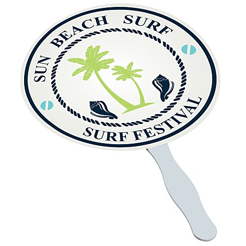 Full Color Hand Fan with Plastic Handle - Round Main Image