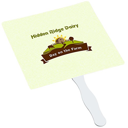 Full Color Hand Fan with Plastic Handle - Square Main Image