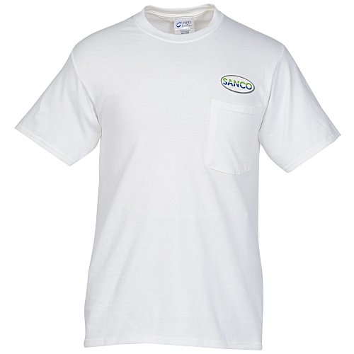 Port 50/50 Blend Pocket T-Shirt - White - Embroidered Main Image
