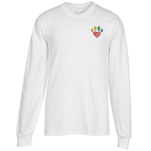 Port Classic 5.4-oz Long Sleeve T-Shirt - Men's - White - Embroidered Main Image