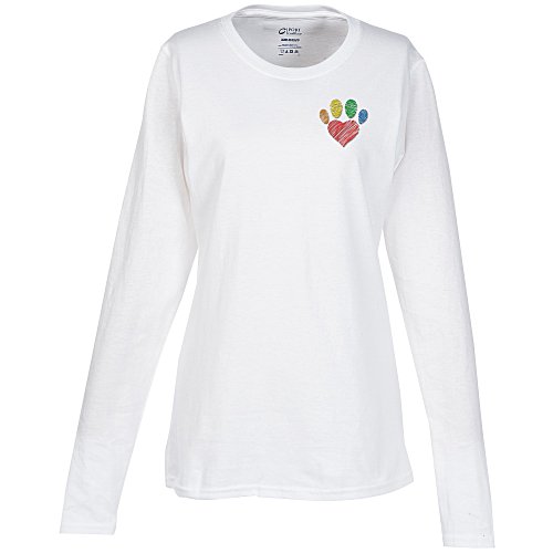 Port Classic 5.4-oz Long Sleeve T-Shirt - Ladies' - White - Embroidered Main Image