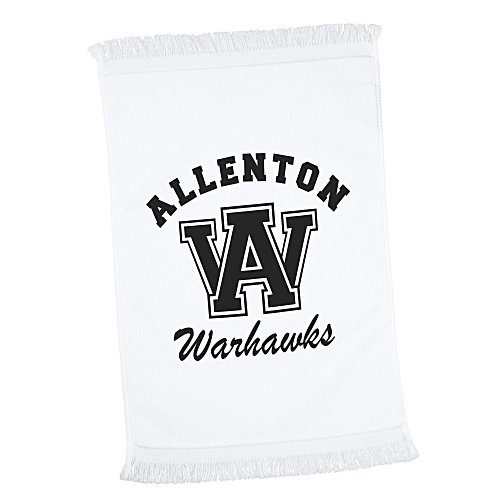 Fringed Velour Spirit Towel - 11 inches x 18 inches - White Main Image