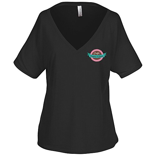 Bella+Canvas Flowy V-Neck Drop Sleeve Shirt - Embroidered Main Image