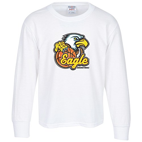Jerzees Dri-Power 50/50 LS T-Shirt - Youth - White - Full Color Main Image