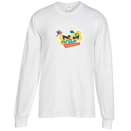 Port Classic 5.4-oz Long Sleeve T-Shirt - Men's - White - Full Color Main Image