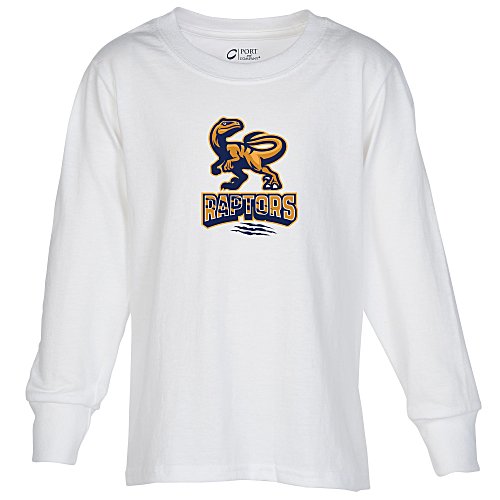 Port Classic 5.4-oz Long Sleeve T-Shirt - Youth - White - Full Color Main Image