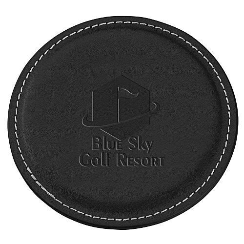 Vintage Round Bonded Leather Coaster Main Image