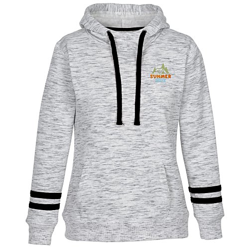 J. America Melange Stripe Sleeve Hoodie - Ladies' - Embroidered Main Image