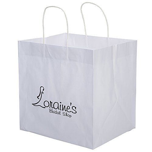White Kraft Wide Gusset Paper Bag - 12" x 12" Main Image