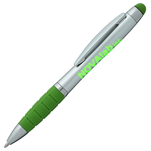 Sanibel Light-Up Logo Stylus Twist Pen - Silver - 24 hr Main Image