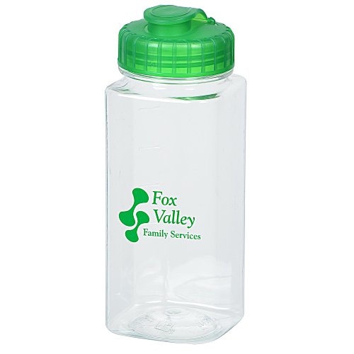 PolySure Squared-Up Water Bottle with Flip Lid - 24 oz - Clear - 24 hr Main Image