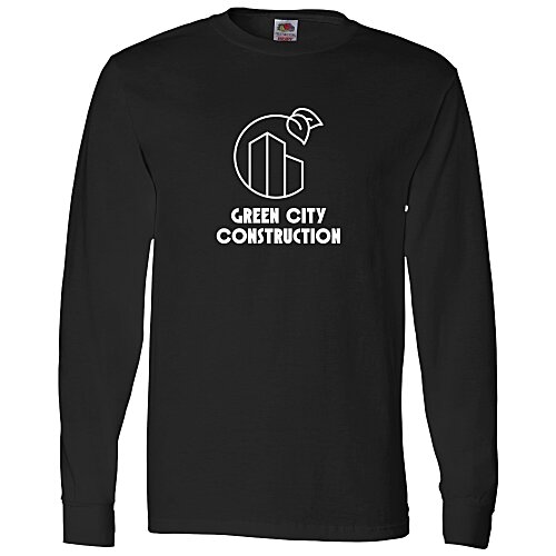 Fruit of the Loom Long Sleeve 100% Cotton T-Shirt - Colors - Screen - 24 hr Main Image