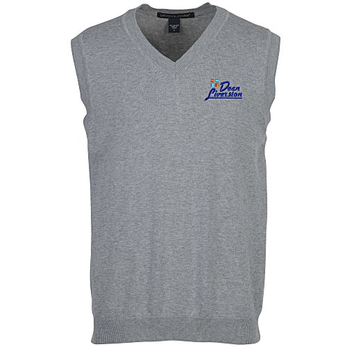 Cotton Wrinkle Resist V-Neck Sweater Vest - Men's Main Image