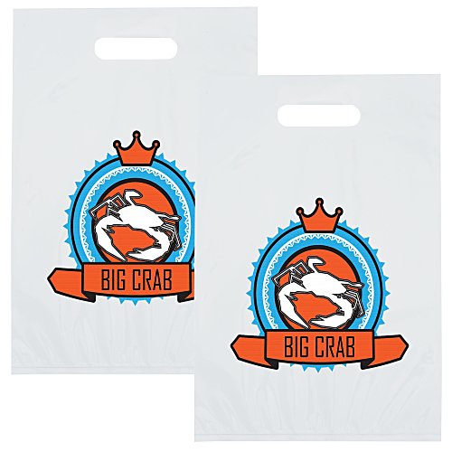 Full Color Die Cut Handle Plastic Bag - 13" x 9" - 2 Side Imprint Main Image