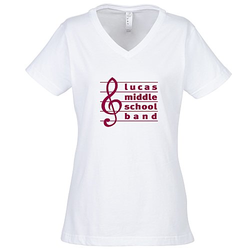 LAT Fine Jersey V-Neck T-Shirt - Ladies' - White Main Image