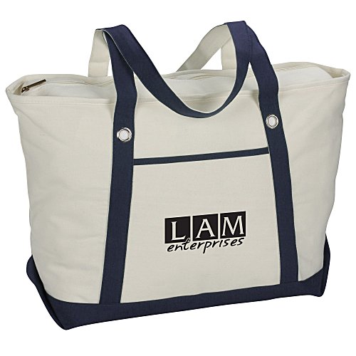 Canvas 12 oz. Sailing Zip Top Tote - 14" x 23" - 24 hr Main Image