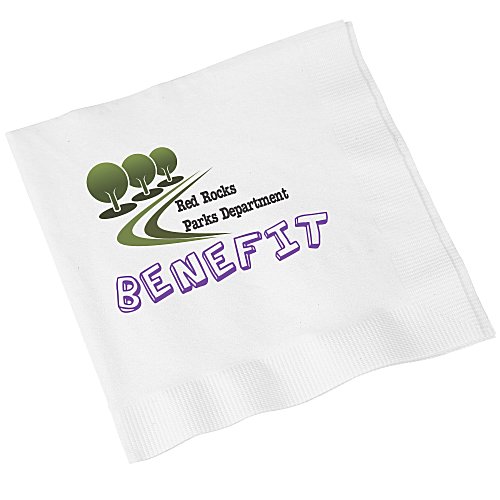 Beverage Napkin - 3-ply - White - Low Qty - Full Color Main Image