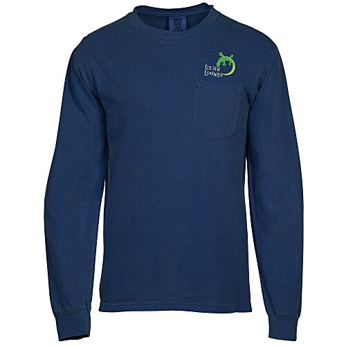 Comfort Colors Garment-Dyed 6.1 oz. LS Pocket T-Shirt - Embroidered Main Image