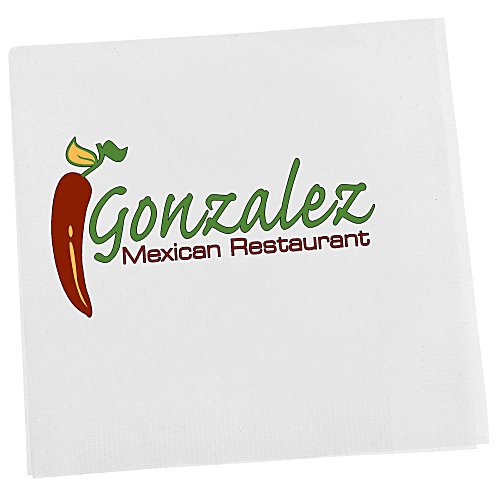Beverage Napkin - 1-ply - White - Full Color Main Image