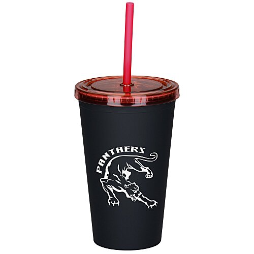 Matte Rubberized Tumbler with Straw - 16 oz. - 24 hr Main Image