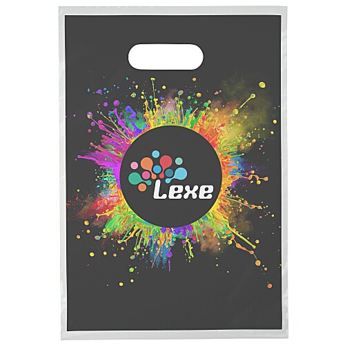 Full Color Die Cut Handle Plastic Bag - 13" x 9" - Clear Main Image