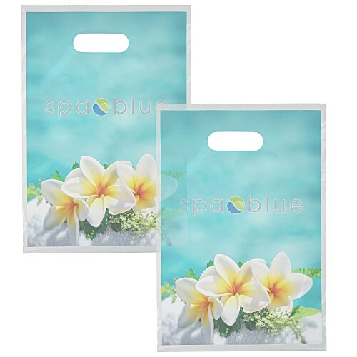 Full Color Die Cut Handle Plastic Bag - 13" x 9" - Clear - 2 Side Imprint Main Image